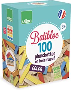 Batibloc Color 100 planchettes en bois colorées -Vilac