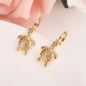 Boucles d’oreilles tortue à strass pour femmes