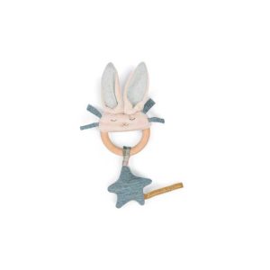 Hochet anneau bois lapin bleu – La petite école de danse – Moulin Roty
