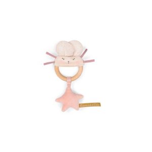 Hochet anneau bois souris rose – La petite école de danse – Moulin Roty