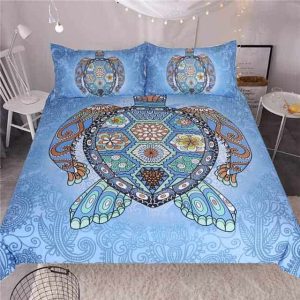 Parure de lit Tortue Mandala Bleu