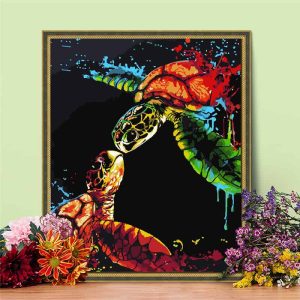 Peinture Tortue à l’Huile avec Numéros – Kit Complet 50x40cm